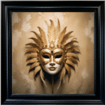 Venetian Mask in Gold - Framed wall art