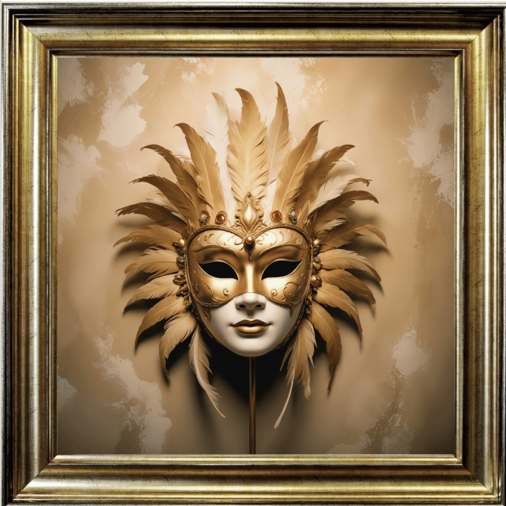Venetian Mask in Gold - Framed wall art