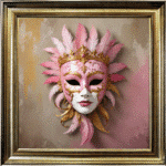Venetian Mask in Pink - Framed wall art