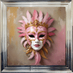 Venetian Mask in Pink - Framed wall art