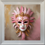 Venetian Mask in Pink - Framed wall art