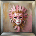 Venetian Mask in Pink - Framed wall art