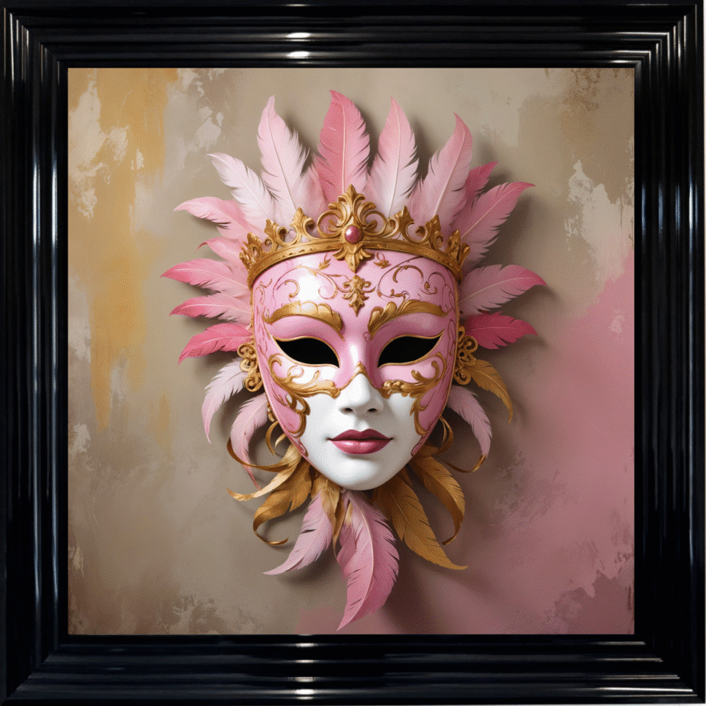 Venetian Mask in Pink - Framed wall art