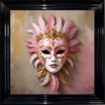 Venetian Mask in Pink - Framed wall art