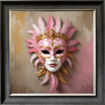 Venetian Mask in Pink - Framed wall art - Image 6