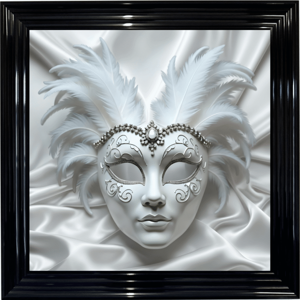 Venetian Mask All White - Framed wall art