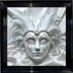 Venetian Mask All White - Framed wall art