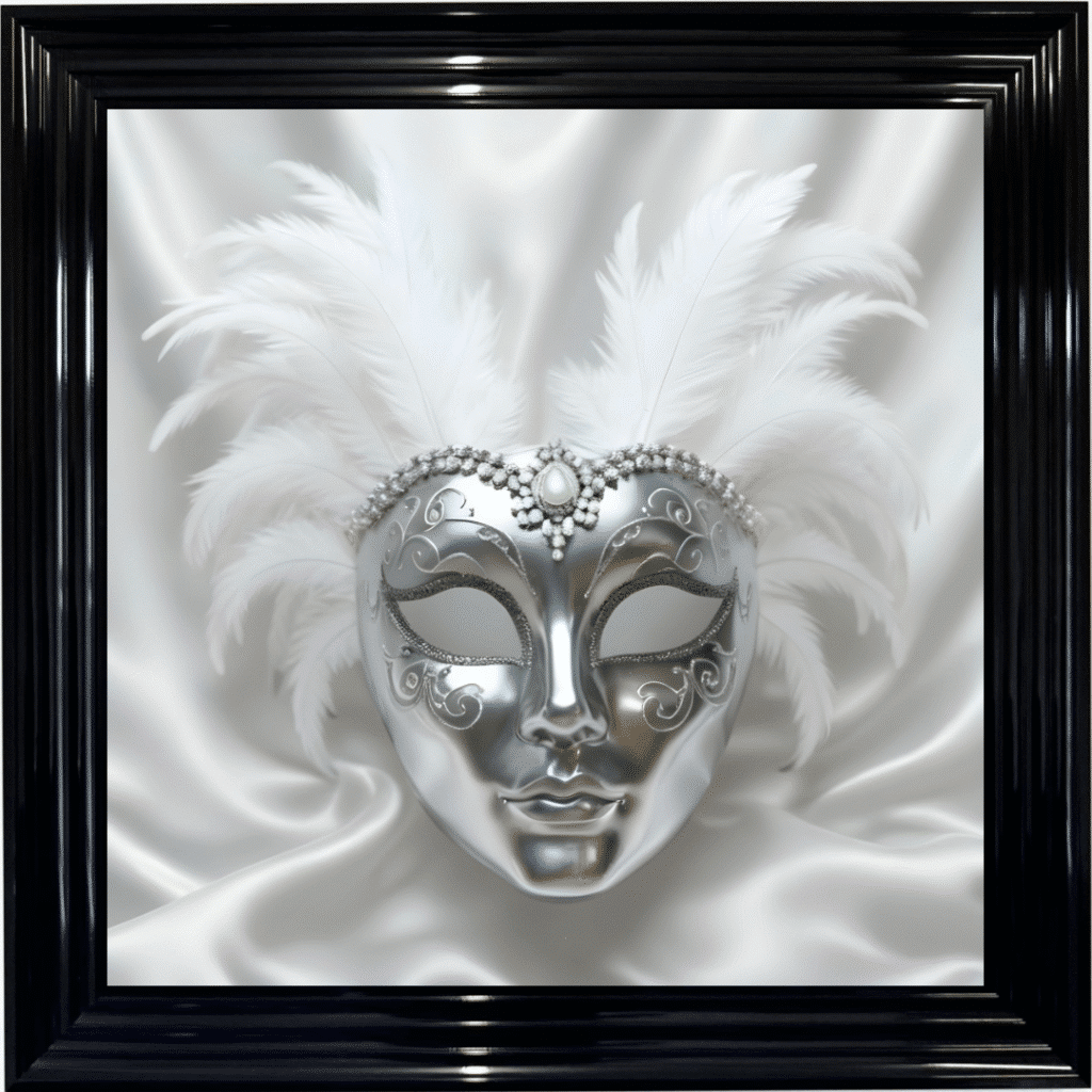 Venetian Mask All White - Framed wall art