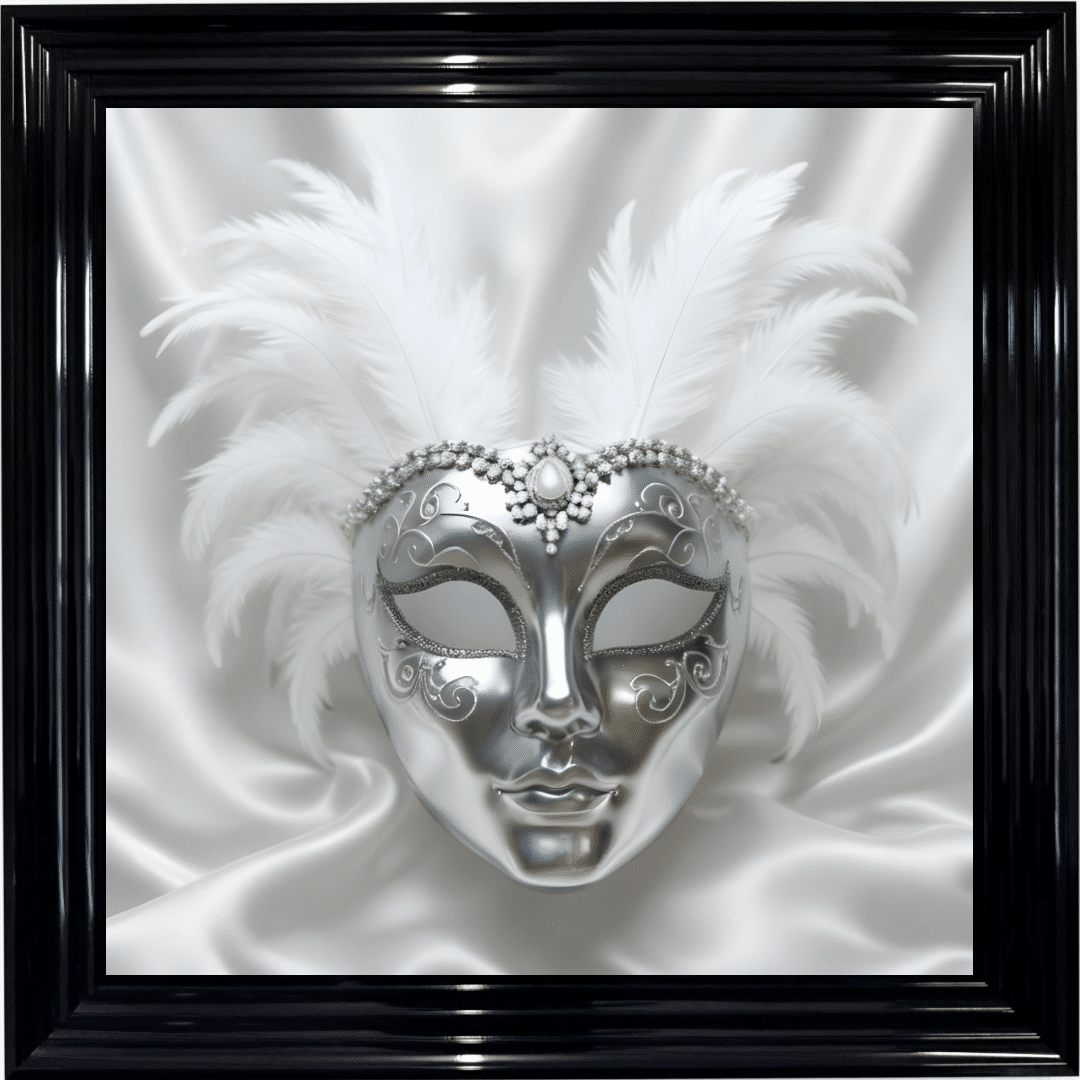 Untitled - 2025-09-16T120510.423 Venetian Mask All White - Framed wall art