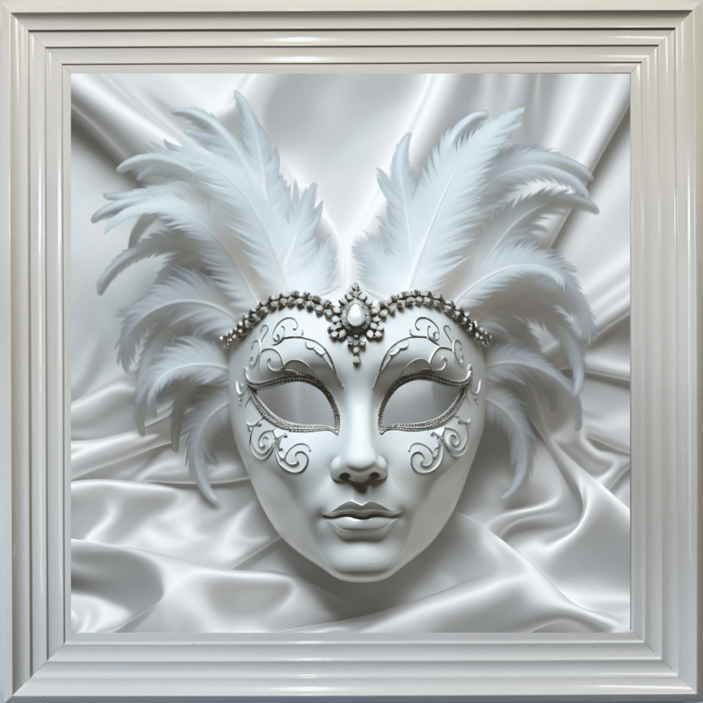 Venetian Mask All White - Framed wall art