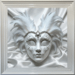 Venetian Mask All White - Framed wall art