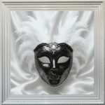 Venetian Mask Black on White - Framed wall art