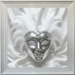 Venetian Mask Silver on White - Framed wall art