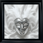 Venetian Mask Silver on White - Framed wall art