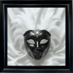 Venetian Mask Black on White - Framed wall art