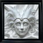 Venetian Mask All White - Framed wall art