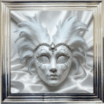 Venetian Mask All White - Framed wall art