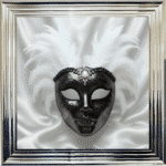 Venetian Mask Black on White - Framed wall art