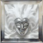 Venetian Mask Silver on White - Framed wall art