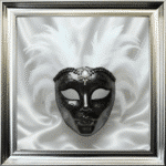 Venetian Mask Black on White - Framed wall art
