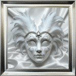 Venetian Mask All White - Framed wall art