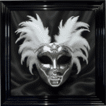 Venetian Mask Silver on Black - Framed wall art