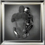 Chained Embrace Charcoal - Framed Wall Art