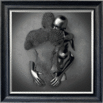 Chained Embrace Charcoal - Framed Wall Art