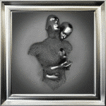 Chained Lovers Charcoal - Framed Wall Art