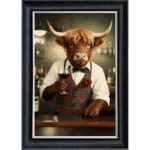 Highland Cow Barman - Framed Animal Wall Art