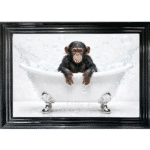 Baby Chimp in the Bath - Framed Picture