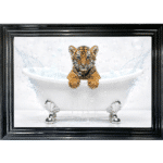 Tiger Cub in the Bath - Framed Picture