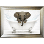 Baby Elephant in the Bath - Framed Picture