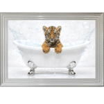Tiger Cub in the Bath - Framed Picture