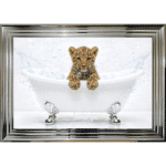 Leopard Cub in the Bath - Framed Picture