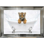 Tiger Cub in the Bath - Framed Picture
