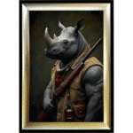 Rhino Revenge - Framed Animal Wall Art