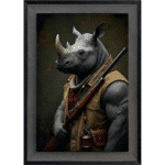 Rhino Revenge - Framed Animal Wall Art