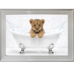 Lion Cub in the Bath - Framed Picture