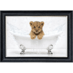 Lion Cub in the Bath - Framed Picture