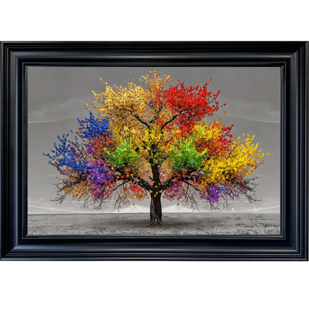 Multicoloured Cherry Tree - Framed Wall Art