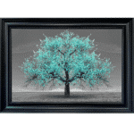 Teal Cherry Tree - Framed Wall Art