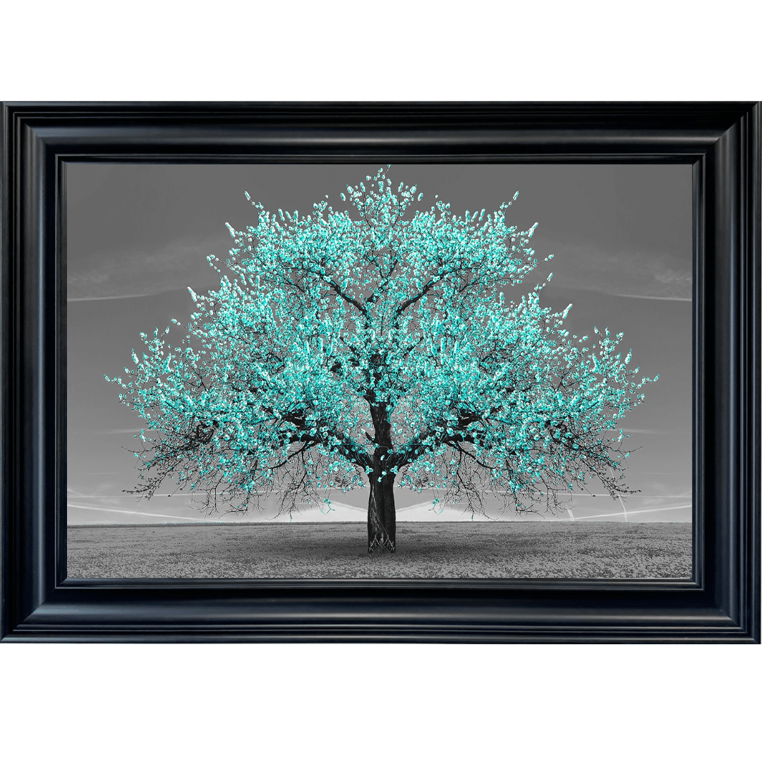 Untitled - 2025-11-23T111402.914 Teal Cherry Tree - Framed Wall Art
