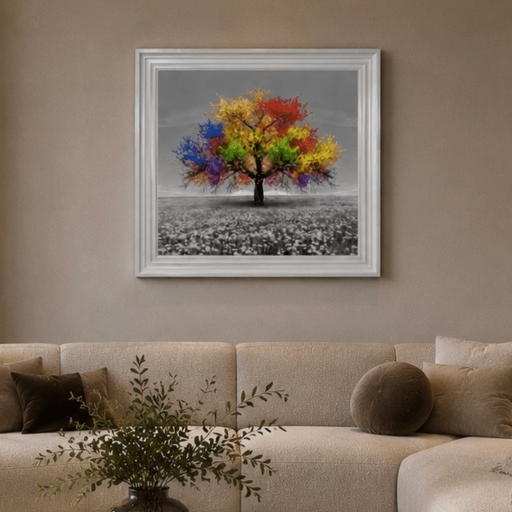 Multicoloured Cherry Tree - Framed Wall Art for living rooms