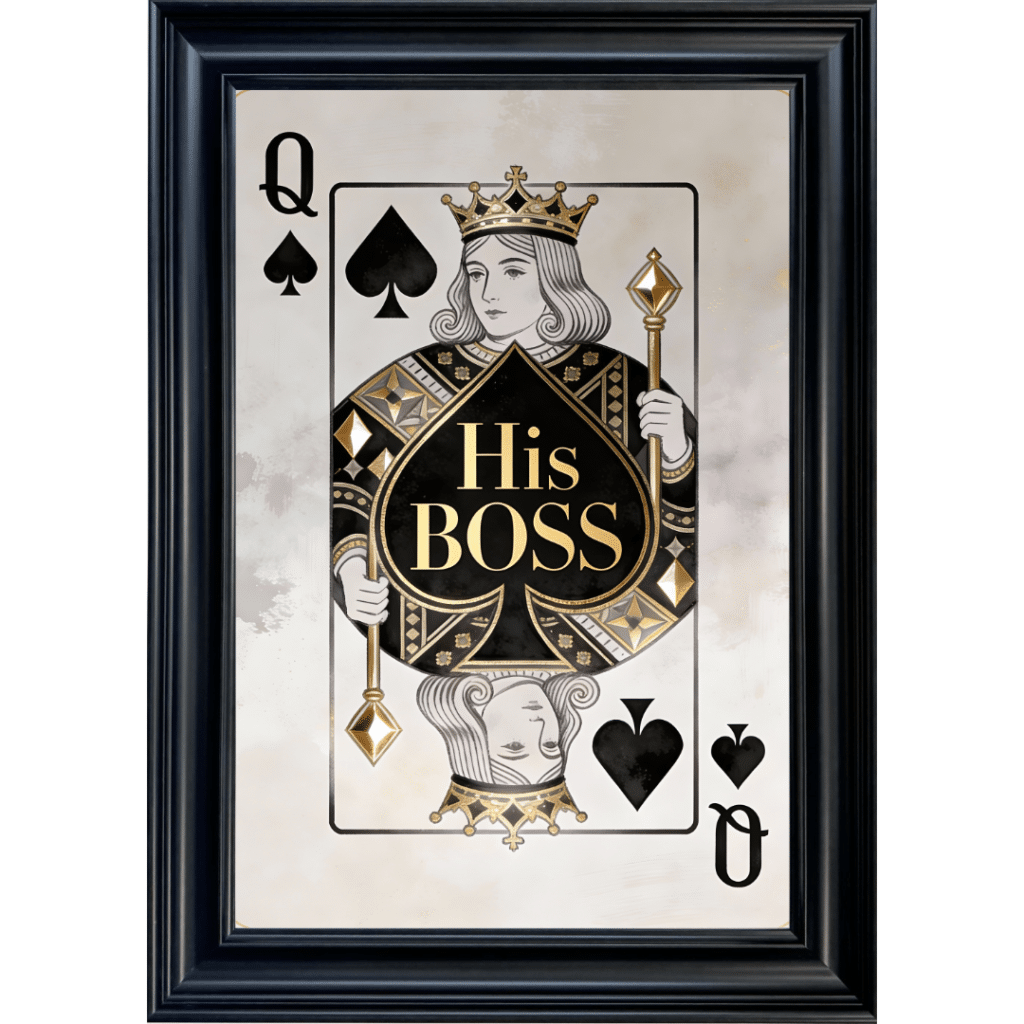 His Boss - Framed Playing Card Wall Art