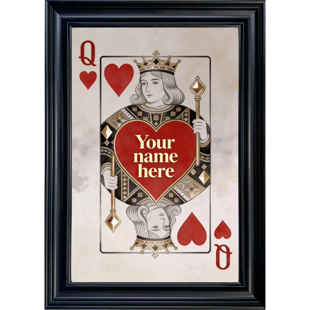 Queen of Hearts - Personalised Framed Playing Card Wall Art