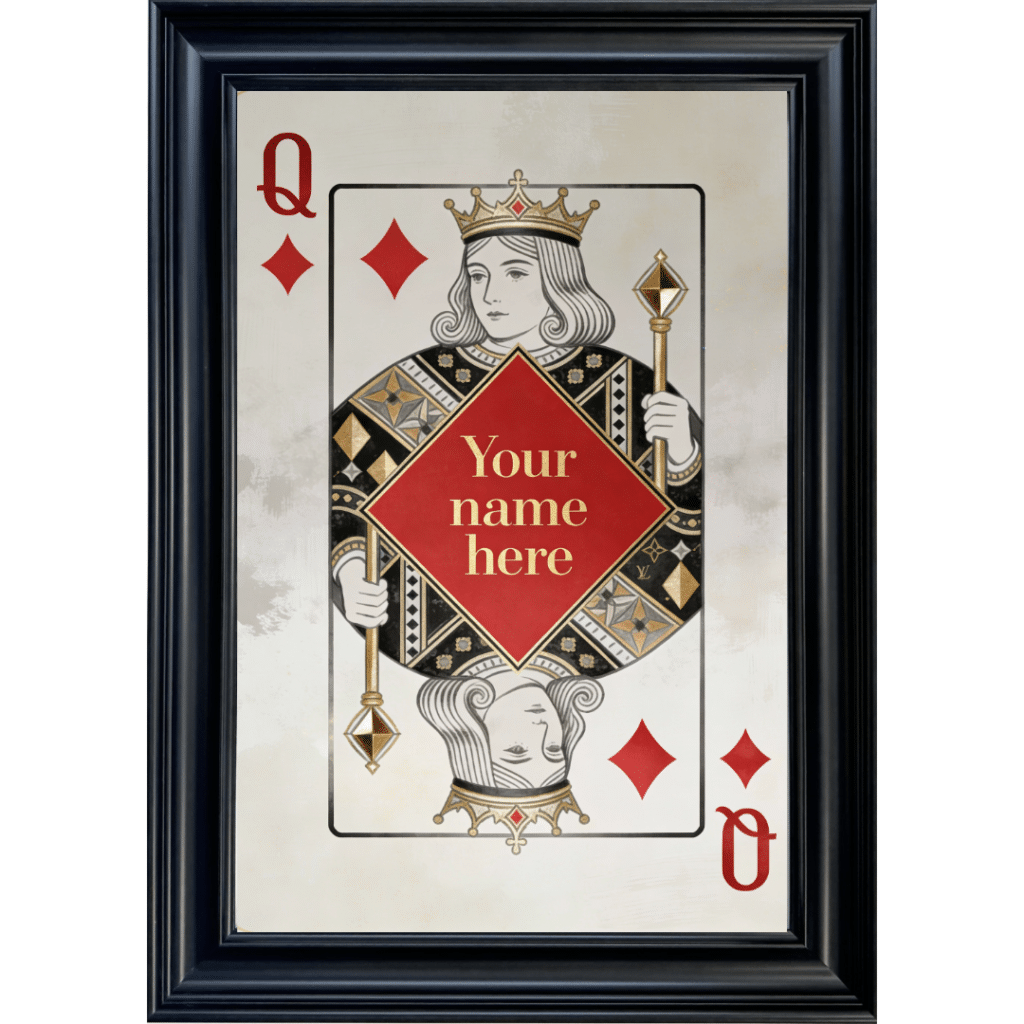 Queen of Diamonds - Personalised Framed Playing Card Wall Art