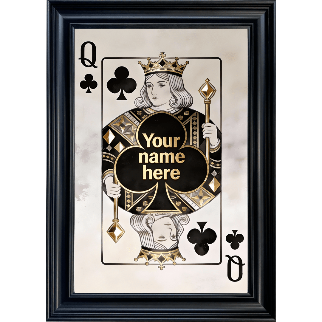 Untitled (81) Queen of Clubs - Personalised Framed Playing Card Wall Art