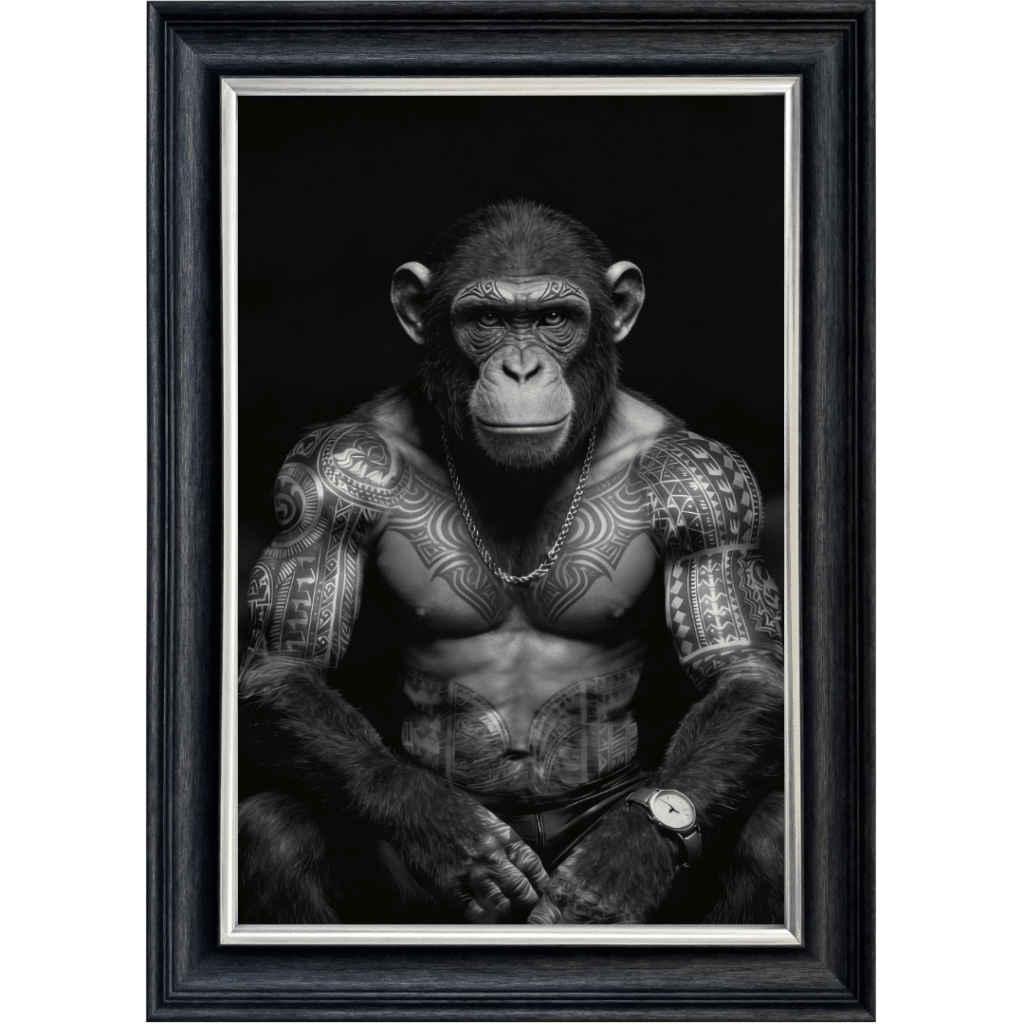 Tattooed Chimp - Framed Animal Wall Art