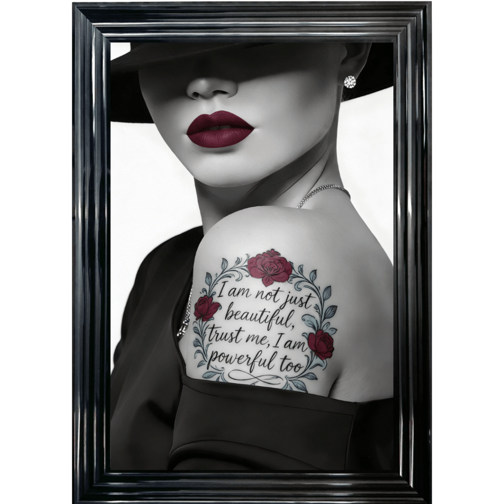 Beautiful and Powerful Tattooed Woman - Framed Wall Art